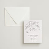 "Sketched Blooms" - Letterpress RSVP Cards in Coffee by Kristen Smith - Invitation with Envelope