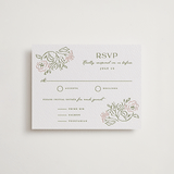 "Sketched Foliage" - Letterpress RSVP Cards in Nude by Susan Zinader - Front