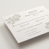 "Sketched Foliage" - Letterpress RSVP Cards in Nude by Susan Zinader - Detail