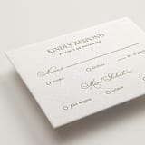 "Vineyard Elegance" - Letterpress RSVP Cards in Pistachio by Lucrecia Caporale - Detail