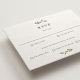 "Greenery Vine" - Letterpress RSVP Cards in Pistachio by Susan Moyal - Detail