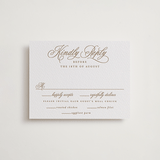 "Vineyard Script" - Letterpress RSVP Cards in Matte Gold by Hooray Creative - Front