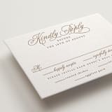 "Vineyard Script" - Letterpress RSVP Cards in Matte Gold by Hooray Creative - Detail