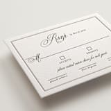 "Royal" - Letterpress RSVP Cards in Soft Black by Melinda Denison - Detail