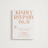"Floral Emblem" - Letterpress RSVP Cards in Pumpkin by Baumbirdy - Front