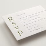 "Ayumi" - Letterpress RSVP Cards in Pistachio by Melanie Kosuge - Detail