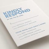 "Sienna" - Letterpress RSVP Cards in Sky Blue by Ellen Schlegelmilch - Detail