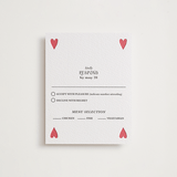 "Red Hearts" - Letterpress RSVP Cards in Scarlet by Helena Vitto - Front