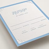 "Victorian Chic" - Letterpress RSVP Cards in Sky Blue by Morgan Kendall - Detail