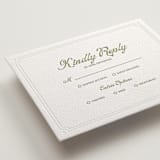 "Palm Shade" - Letterpress RSVP Cards in Olive | Blind Deboss by Julia Liverton - Detail