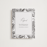 "Etchings of Roses" - Letterpress RSVP Online Enclosure Cards in Soft Black by Chris Griffith - Front