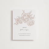 "In Bloom" - Letterpress RSVP Online Enclosure Cards in Latte | Gravel by Jennifer Postorino - Front