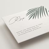 "Faded Palm" - Letterpress RSVP Online Enclosure Cards in Stone by Lauren Chism - Detail