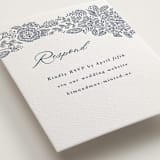 "Chantilly" - Letterpress RSVP Online Enclosure Cards in Aegean by Tamara Hilje - Detail