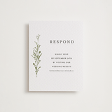 "Gathered" - Letterpress RSVP Online Enclosure Cards in Pistachio | Soft Black by Susan Moyal - Front