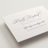 "Calligraphie" - Letterpress RSVP Online Enclosure Cards in Graphite by Wildfield Paper Co - Detail