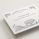 "Whimsical Woodland" - Letterpress RSVP Online Enclosure Cards in Indigo by Paper Sun Studio - Detail