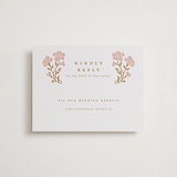 "Mirror Floral" - Letterpress RSVP Online Enclosure Cards in Faux Gold by Everett Paper Goods - Front