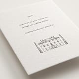 "Italian Countryside" - Letterpress RSVP Online Enclosure Cards in Warm Gray by Melinda Denison - Detail