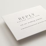 "Classic Serif" - Letterpress RSVP Online Enclosure Cards in Soft Black by Hooray Creative - Detail