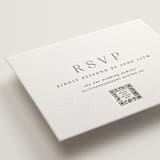 "Classy Type" - Letterpress RSVP Online Enclosure Cards in Soft Black by Hooray Creative - Detail