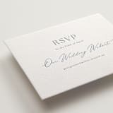 "Modern Air" - Letterpress RSVP Online Enclosure Cards in Provincial Blue by Stacey Meacham - Detail