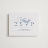"Aristocratic" - Letterpress RSVP Online Enclosure Cards in Provincial Blue by Creo Study - Front