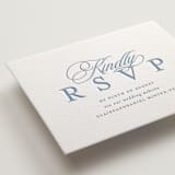 "Aristocratic" - Letterpress RSVP Online Enclosure Cards in Provincial Blue by Creo Study - Detail