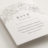 "Sketched Blooms" - Letterpress RSVP Online Enclosure Cards in Coffee by Kristen Smith - Detail