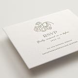 "Sketched Foliage" - Letterpress RSVP Online Enclosure Cards in Nude by Susan Zinader - Detail