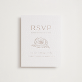 "Camellia.." - Letterpress RSVP Online Enclosure Cards in Latte by Vera Lim - Front