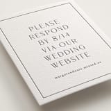 "Minimalist Monogram" - Letterpress RSVP Online Enclosure Cards in Soft Black by Olivia Raufman - Detail