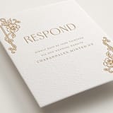 "Nouveau Peony" - Letterpress RSVP Online Enclosure Cards in Faux Gold by Selima Akhter - Detail