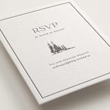 "Mountain Serenity" - Letterpress RSVP Online Enclosure Cards in Graphite by Lucrecia Caporale - Detail