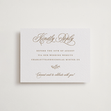 "Vineyard Script" - Letterpress RSVP Online Enclosure Cards in Matte Gold by Hooray Creative - Front