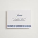 "Tiled" - Letterpress RSVP Online Enclosure Cards in Lapis by Angela Garrick - Front