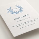 "Flowers monogram" - Letterpress RSVP Online Enclosure Cards in Sky Blue by Cass Loh - Detail