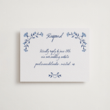 "Talavera" - Letterpress RSVP Online Enclosure Cards in Lapis by Tamara Hilje - Front