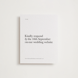 "Westin" - Letterpress RSVP Online Enclosure Cards in Soft Black by Hudson meet Rose - Front