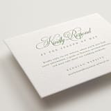 "Chic Script" - Letterpress RSVP Online Enclosure Cards in Cucumber by Kelly Schmidt - Detail