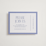 "Threaded" - Letterpress RSVP Online Enclosure Cards in Periwinkle by Pixel and Hank - Front