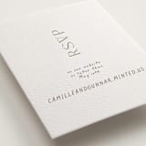 "la graine" - Letterpress RSVP Online Enclosure Cards in Burnt Sienna by Alaina Cherup - Detail