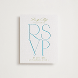 "Numerical" - Letterpress RSVP Online Enclosure Cards in Pool by Owl and Toad - Front