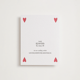 "Red Hearts" - Letterpress RSVP Online Enclosure Cards in Scarlet by Helena Vitto - Front