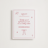 "Crazy Little Thing Called Love" - Letterpress RSVP Online Enclosure Cards in Scarlet by Helena Vitto - Front