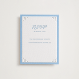 "Victorian Chic" - Letterpress RSVP Online Enclosure Cards in Sky Blue by Morgan Kendall - Front