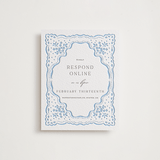 "Margot" - Letterpress RSVP Online Enclosure Cards in Sky Blue by Erin L. Wilson - Front