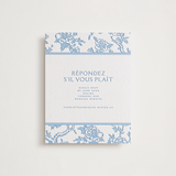 "Classic Toile" - Letterpress RSVP Online Enclosure Cards in Sky Blue by Jenna Holcomb - Front