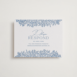 "Hummingbird Botanicals" - Letterpress RSVP Online Enclosure Cards in Provincial Blue by Erin Deegan - Front