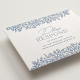 "Hummingbird Botanicals" - Letterpress RSVP Online Enclosure Cards in Provincial Blue by Erin Deegan - Detail